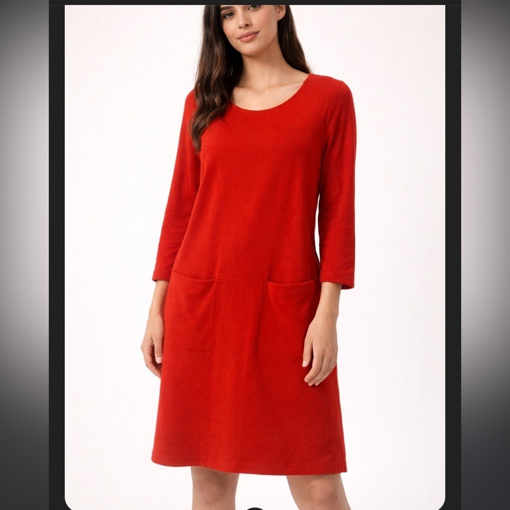 J. crew Wool Blend Sheath Dress 3/4 Sleeves Fully Lined Red Orange Size 12 - Picture 2 of 7